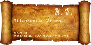 Milenkovits Vilmos névjegykártya